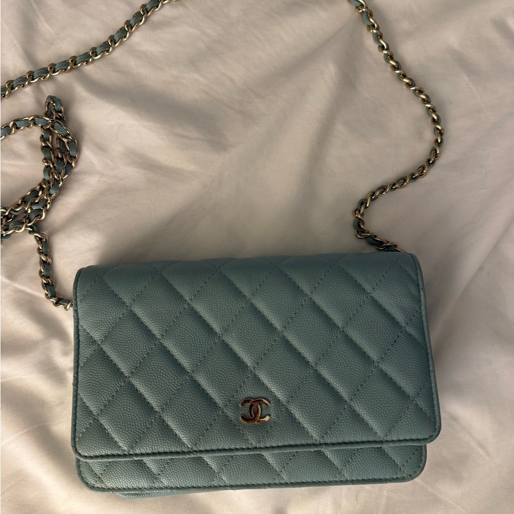 Chanel Light Blue Quilted Crossbody Bag